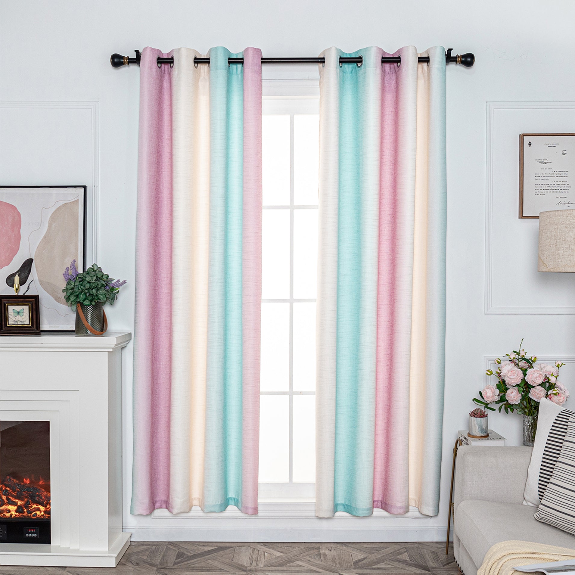 Multicolor Gradient Curtain Panel - Grommet