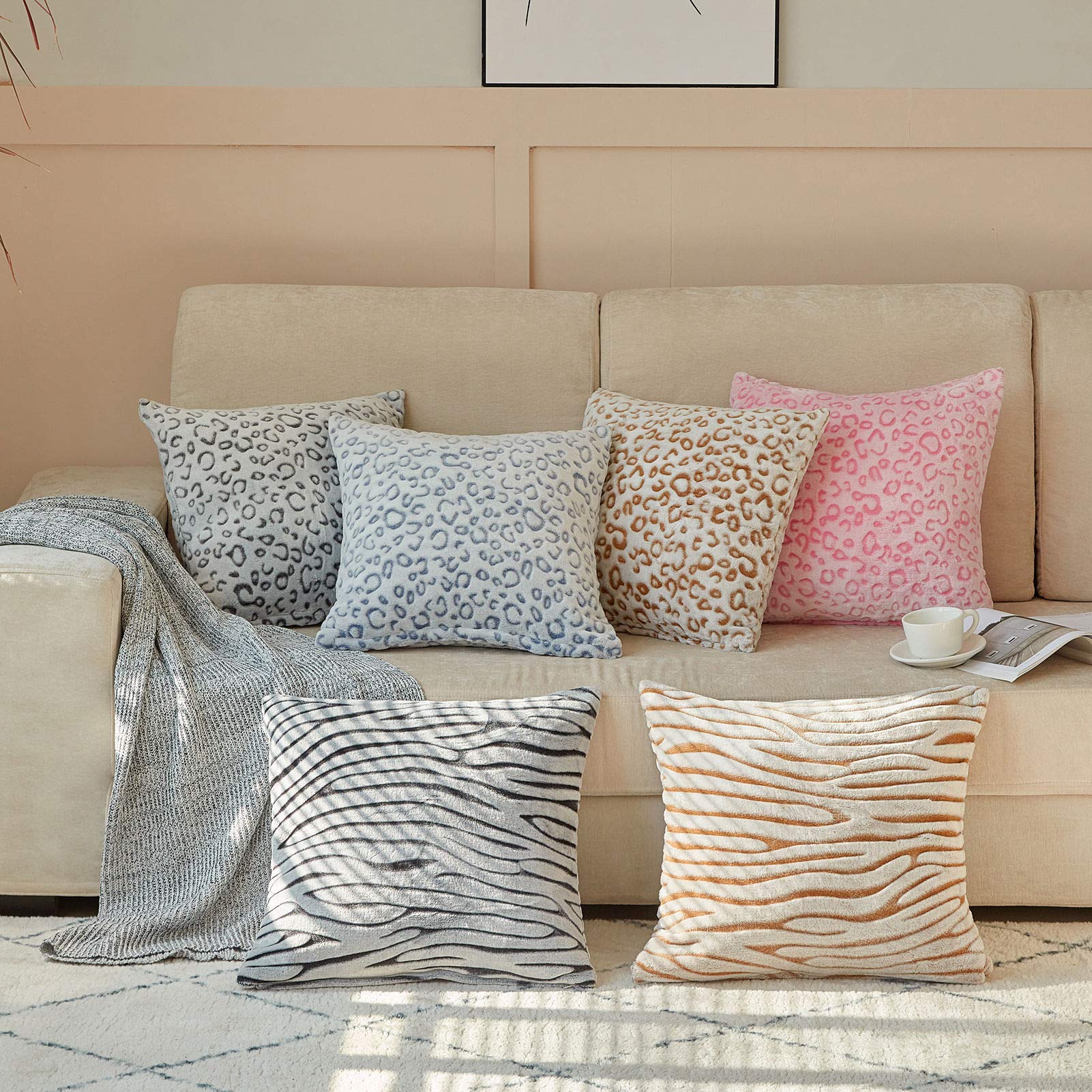 Flannel Fleece Pillow Cover - Leopard Print