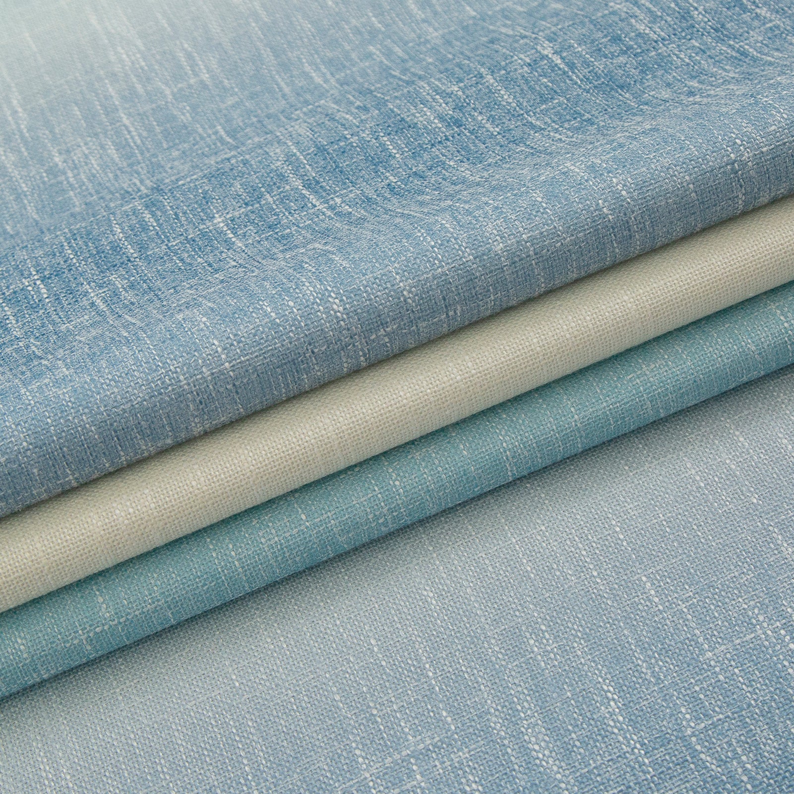 Grommet Faux Linen Curtains 52" W x 95" L, Cream & Blue