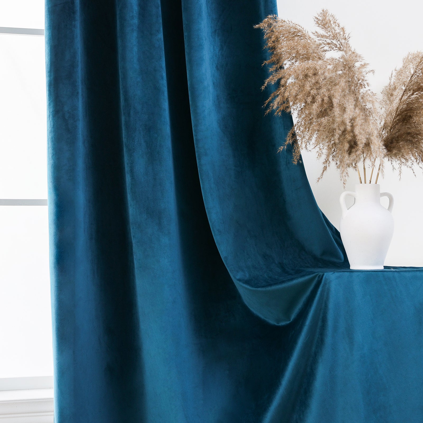 Rod Pocket Velvet Curtains 52" W x 95" L, Teal