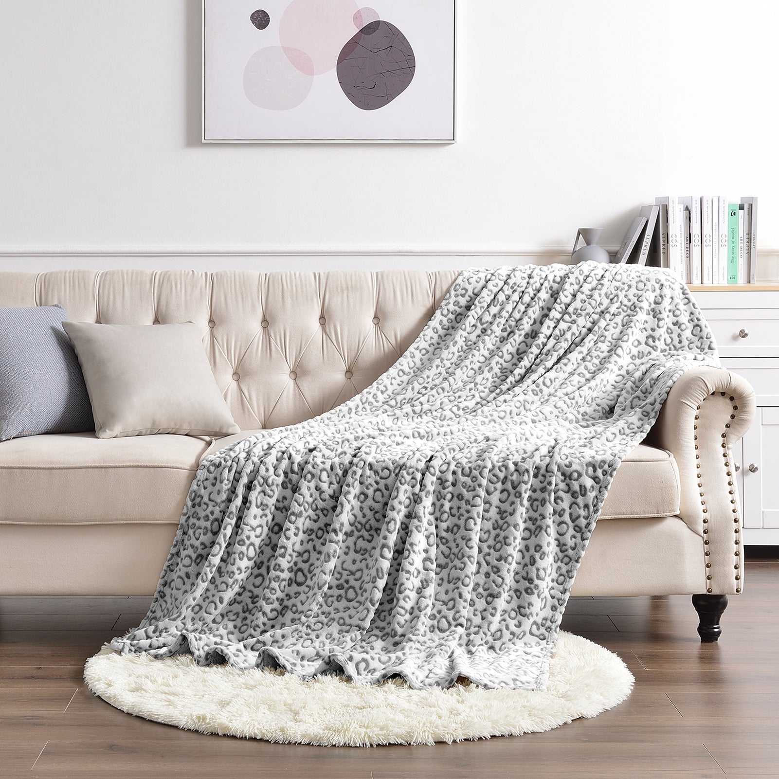 Leopard Throw Blanket, Gray, 50 x 60 inches