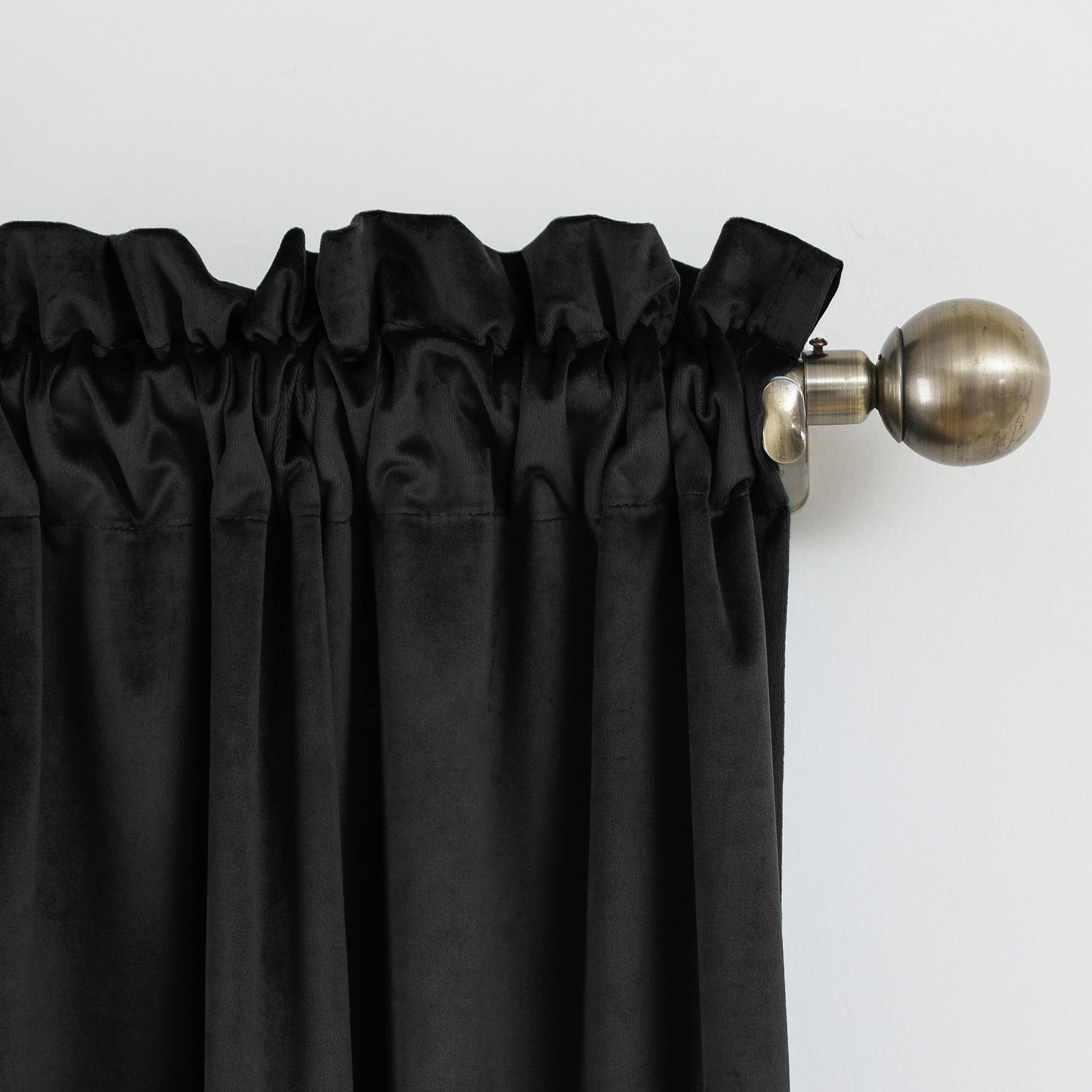 Rod Pocket Velvet Curtains 52" W x 84" L, Black