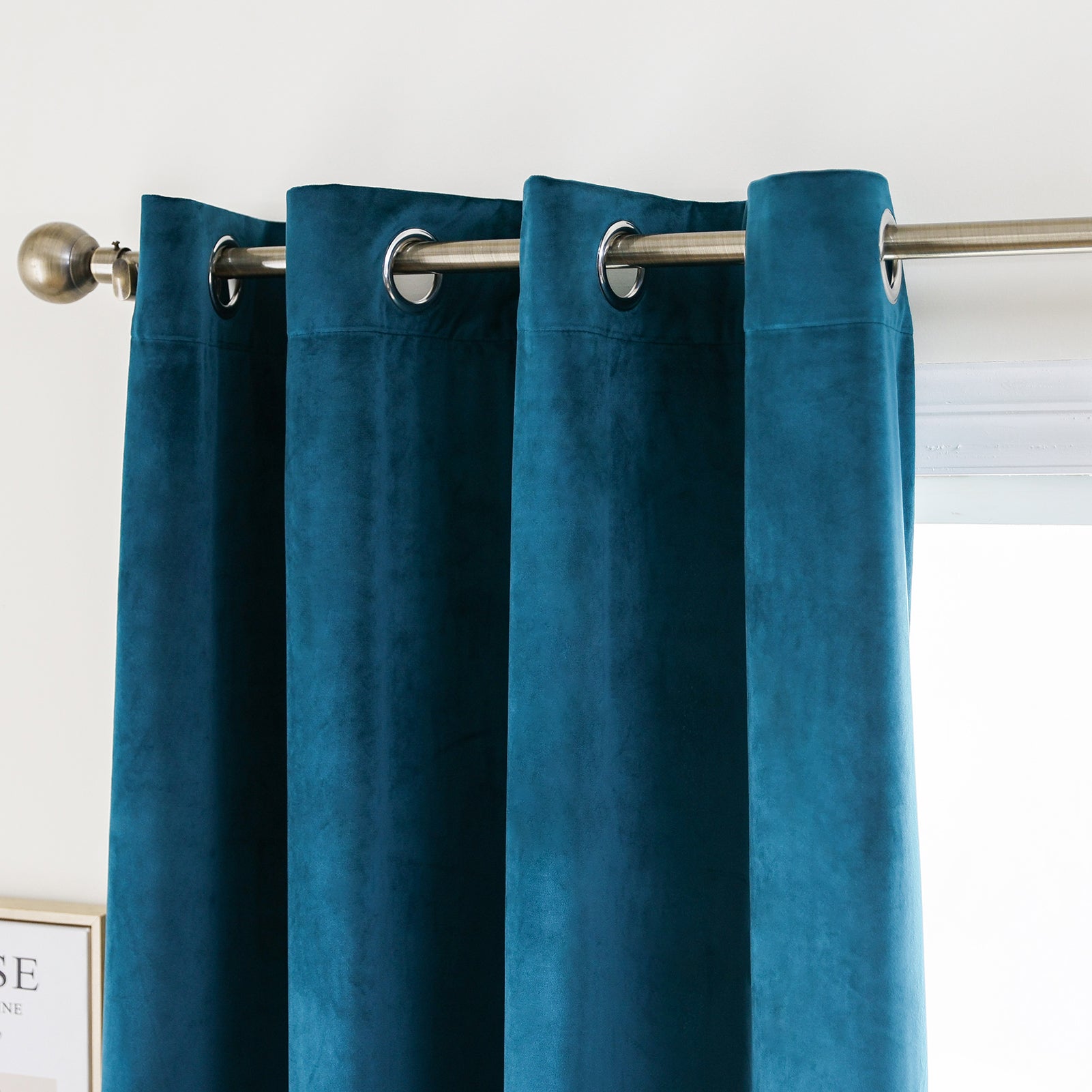 Grommet Velvet Curtains 52" W x 84" L, Teal