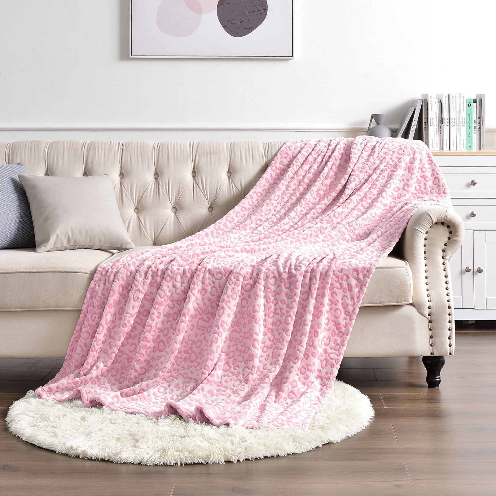 Leopard Throw Blanket, Pink, 50 x 60 inches