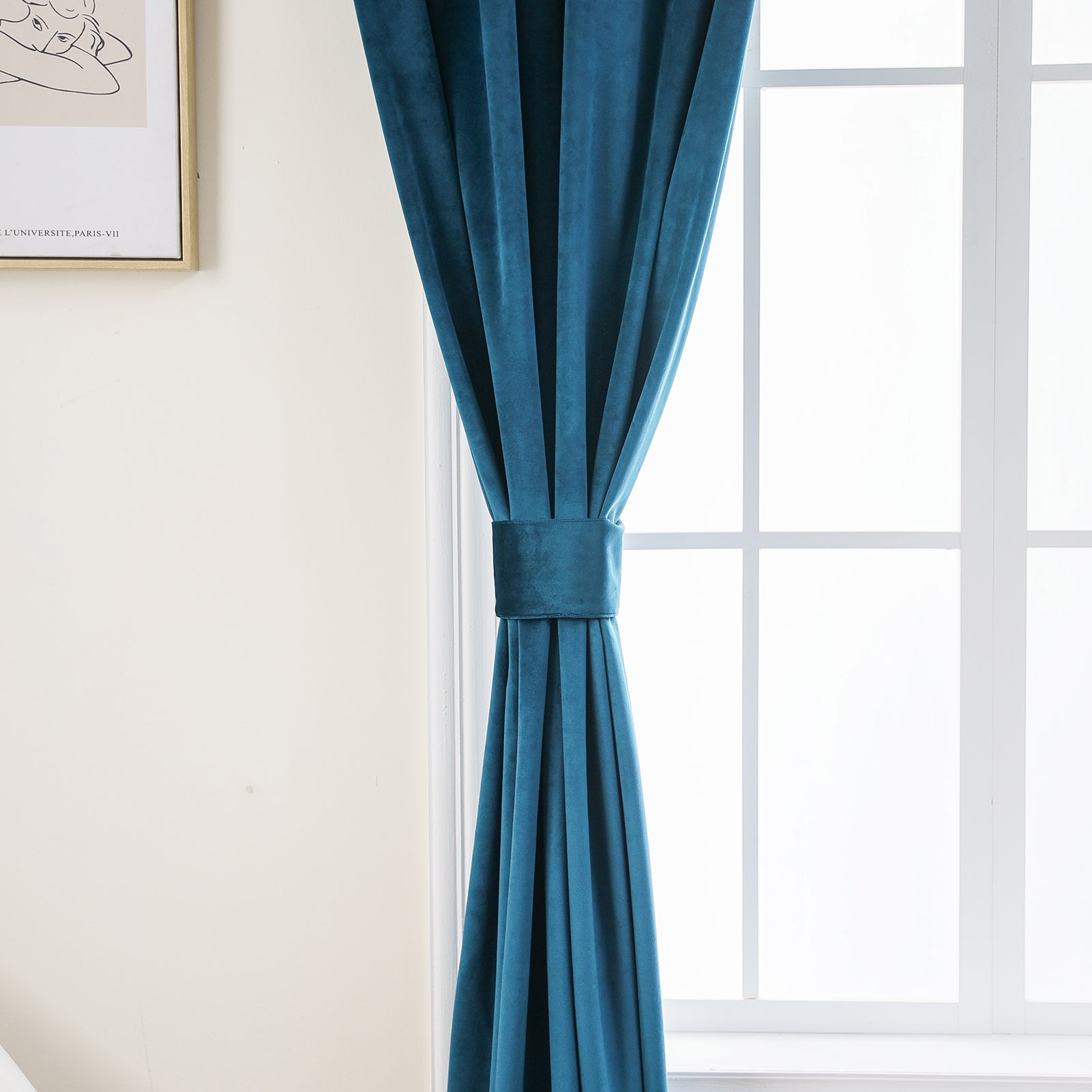 Rod Pocket Velvet Curtains 52" W x 95" L, Teal