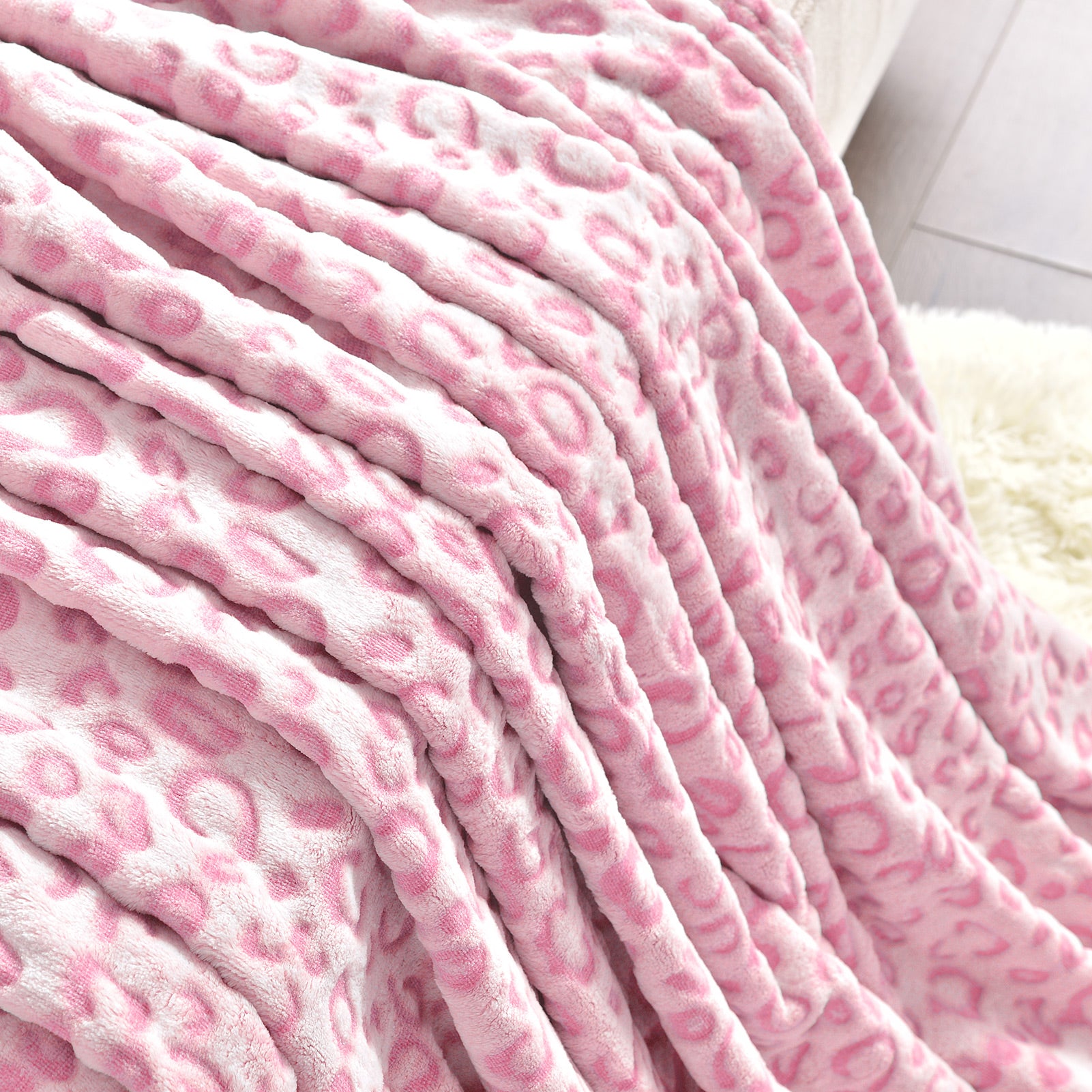 Leopard Throw Blanket, Pink, 50 x 60 inches