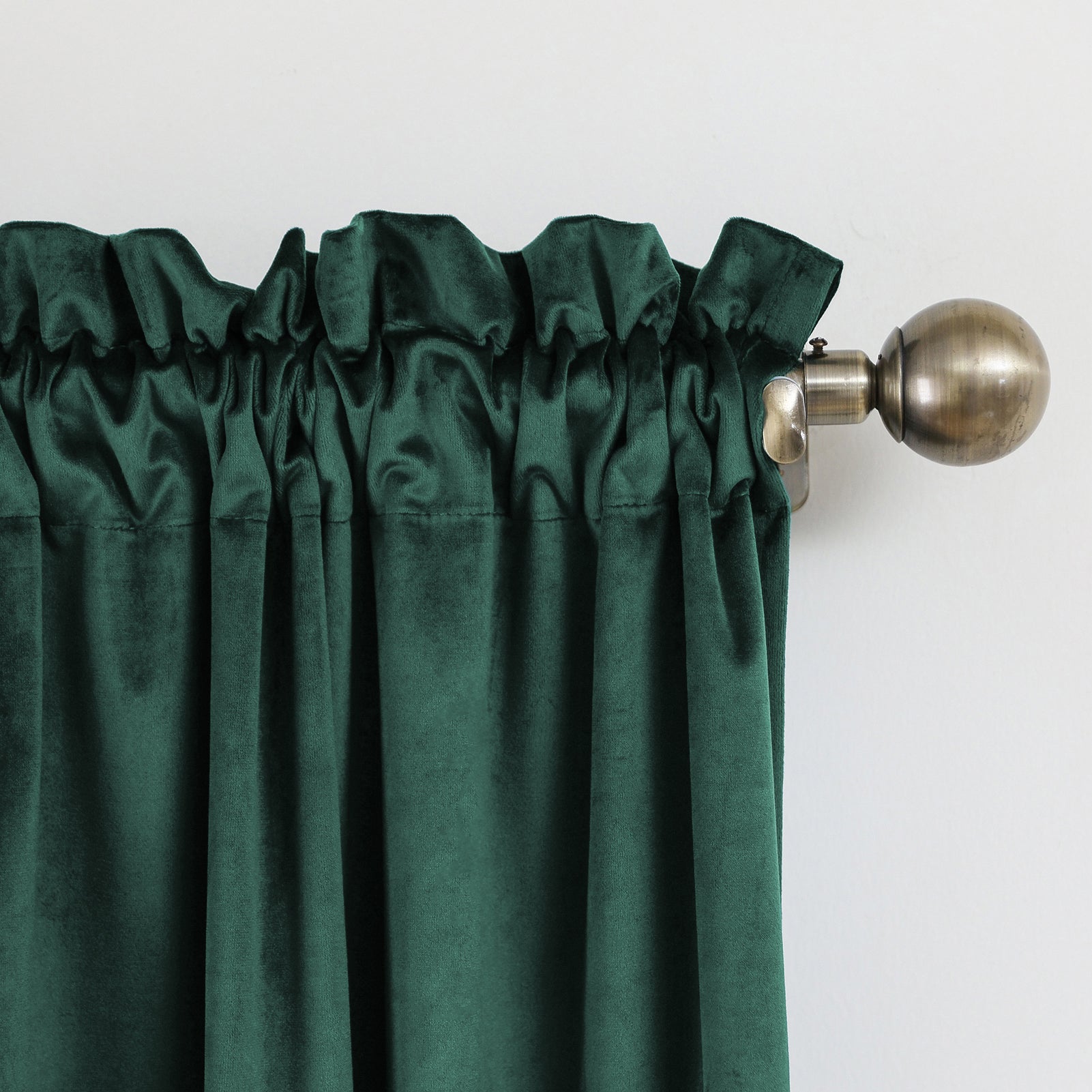 Rod Pocket Velvet Curtains 52" W x 84" L, Dark Green