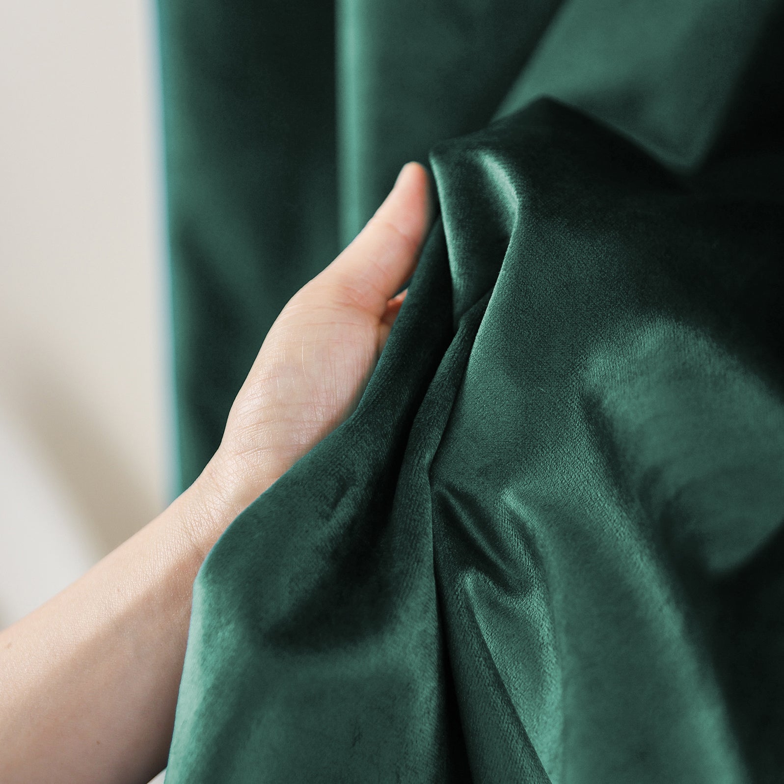 Grommet Velvet Curtains 52" W x 84" L, Dark Green