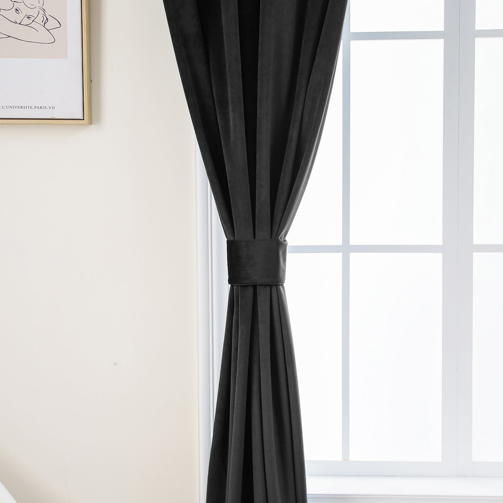 Rod Pocket Velvet Curtains 52" W x 84" L, Black