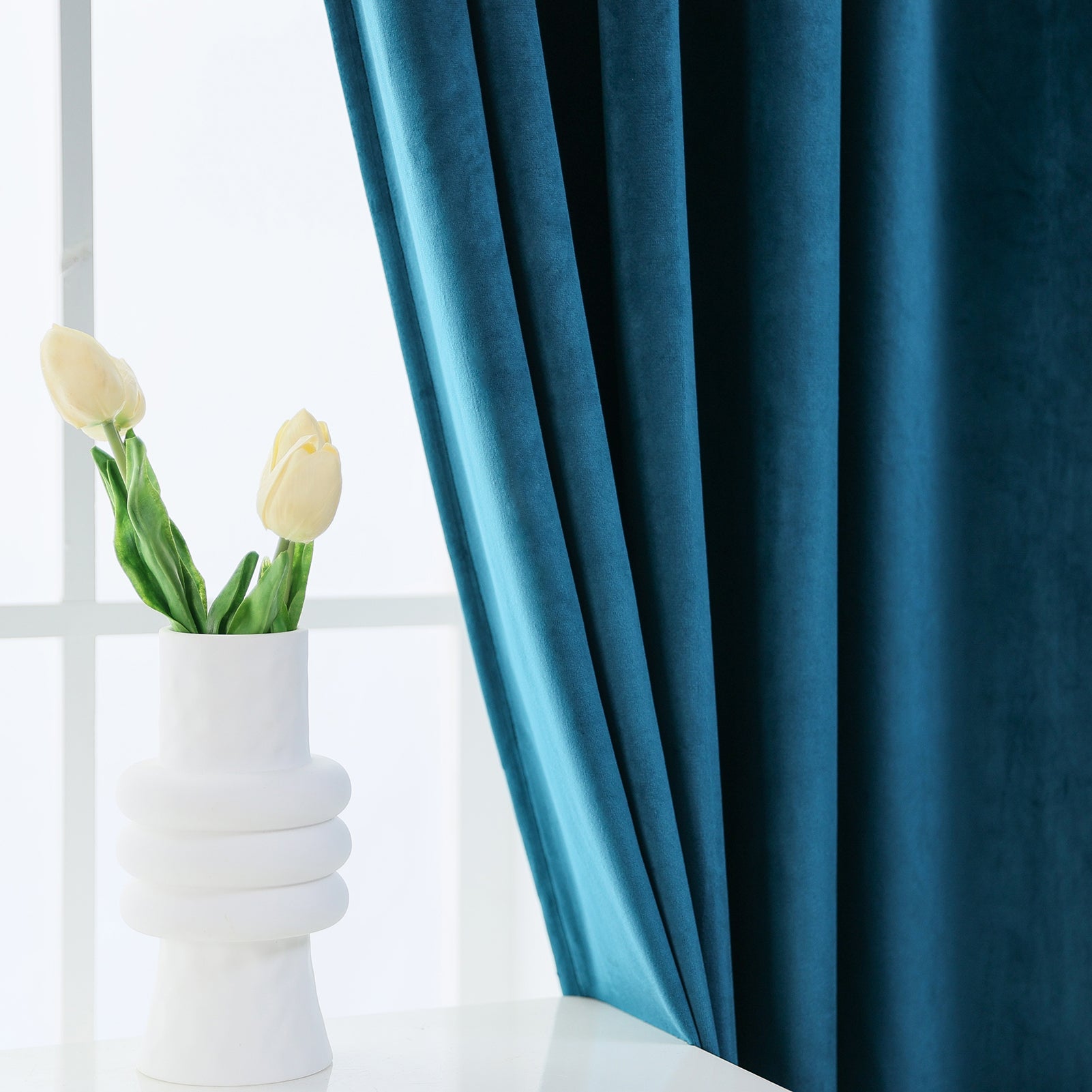 Rod Pocket Velvet Curtains 52" W x 95" L, Teal