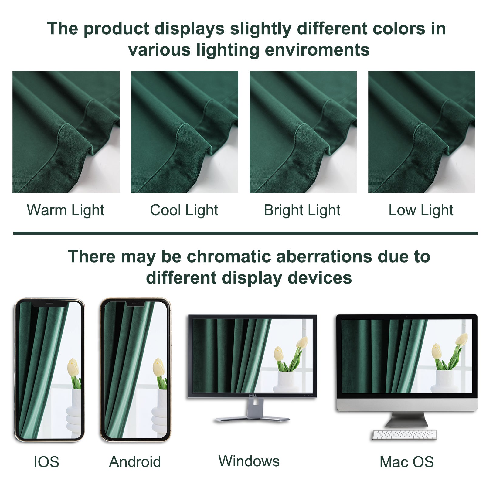 Grommet Velvet Curtains 52" W x 84" L, Dark Green