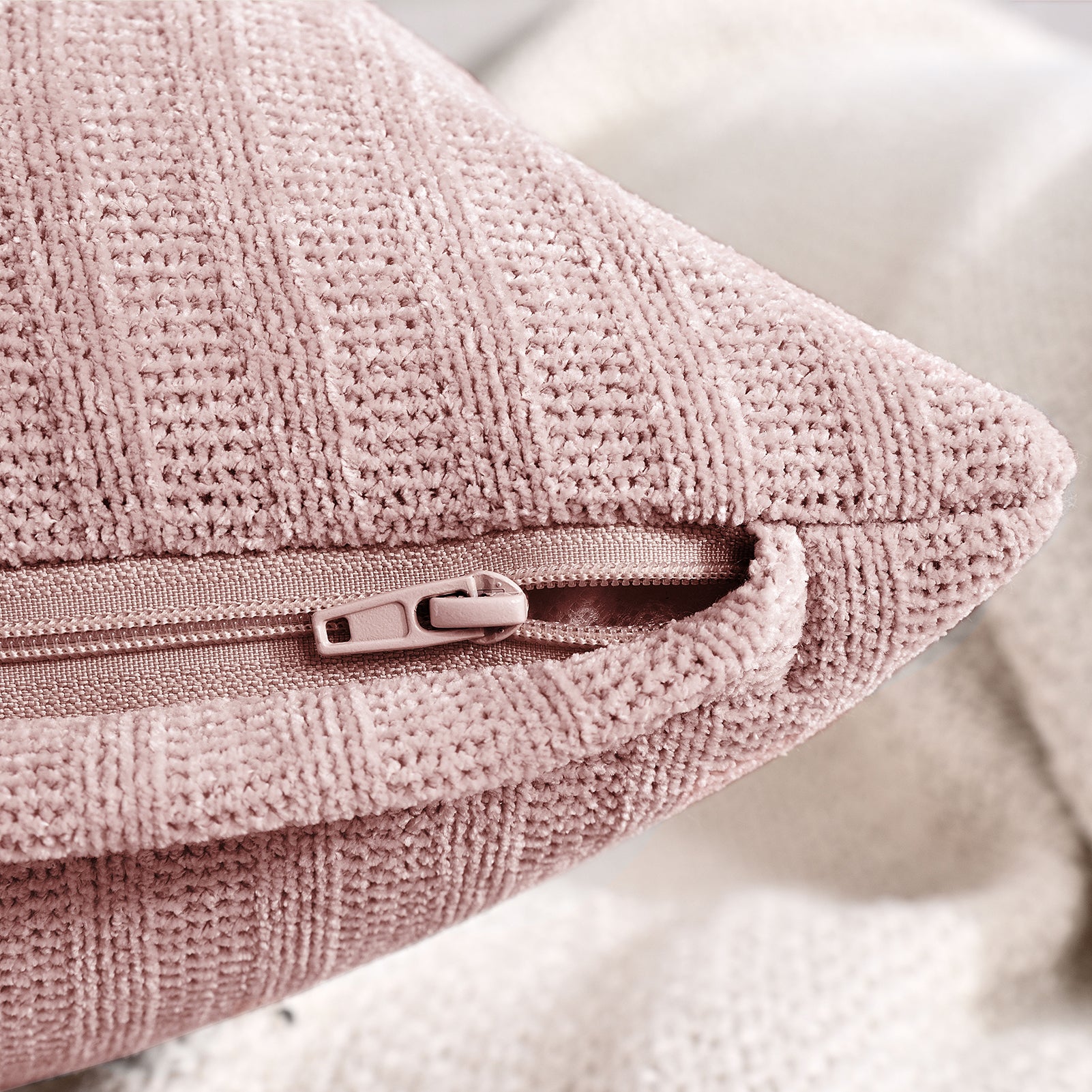 Chenille Pillow Case Covers 20x 20 Inch (Pink, 2 Pack)