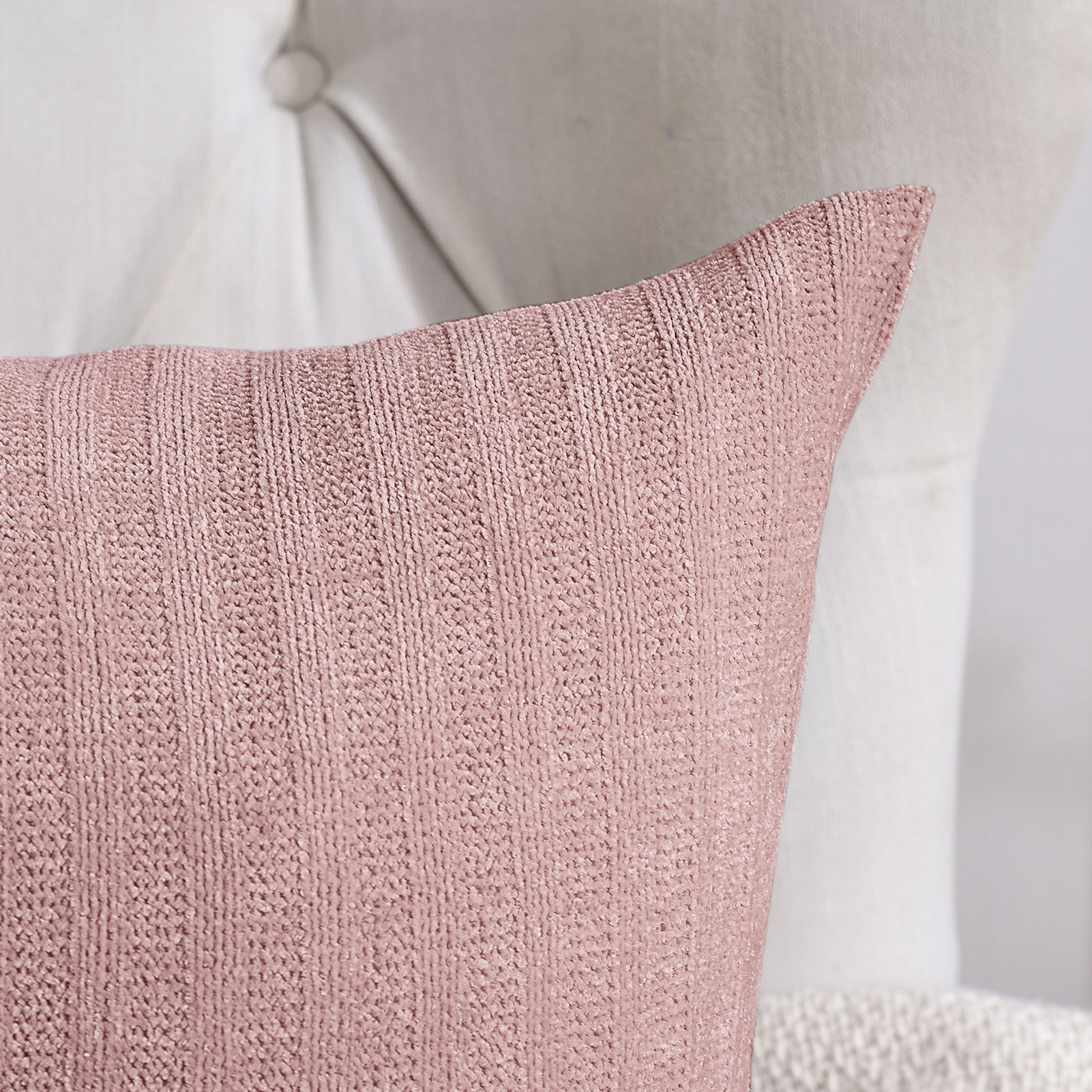 Chenille Pillow Case Covers 20x 20 Inch (Pink, 2 Pack)